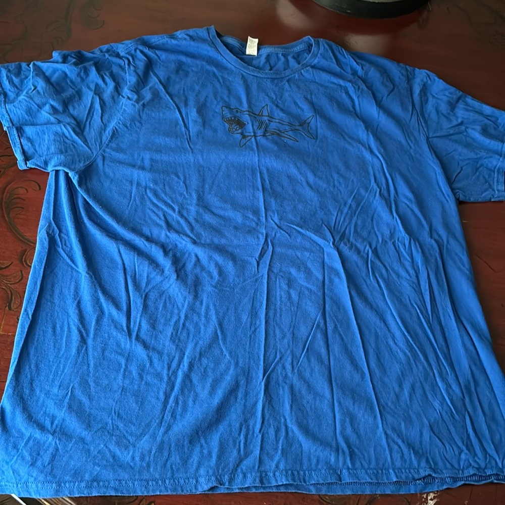 Royal blue shark graphic shirt